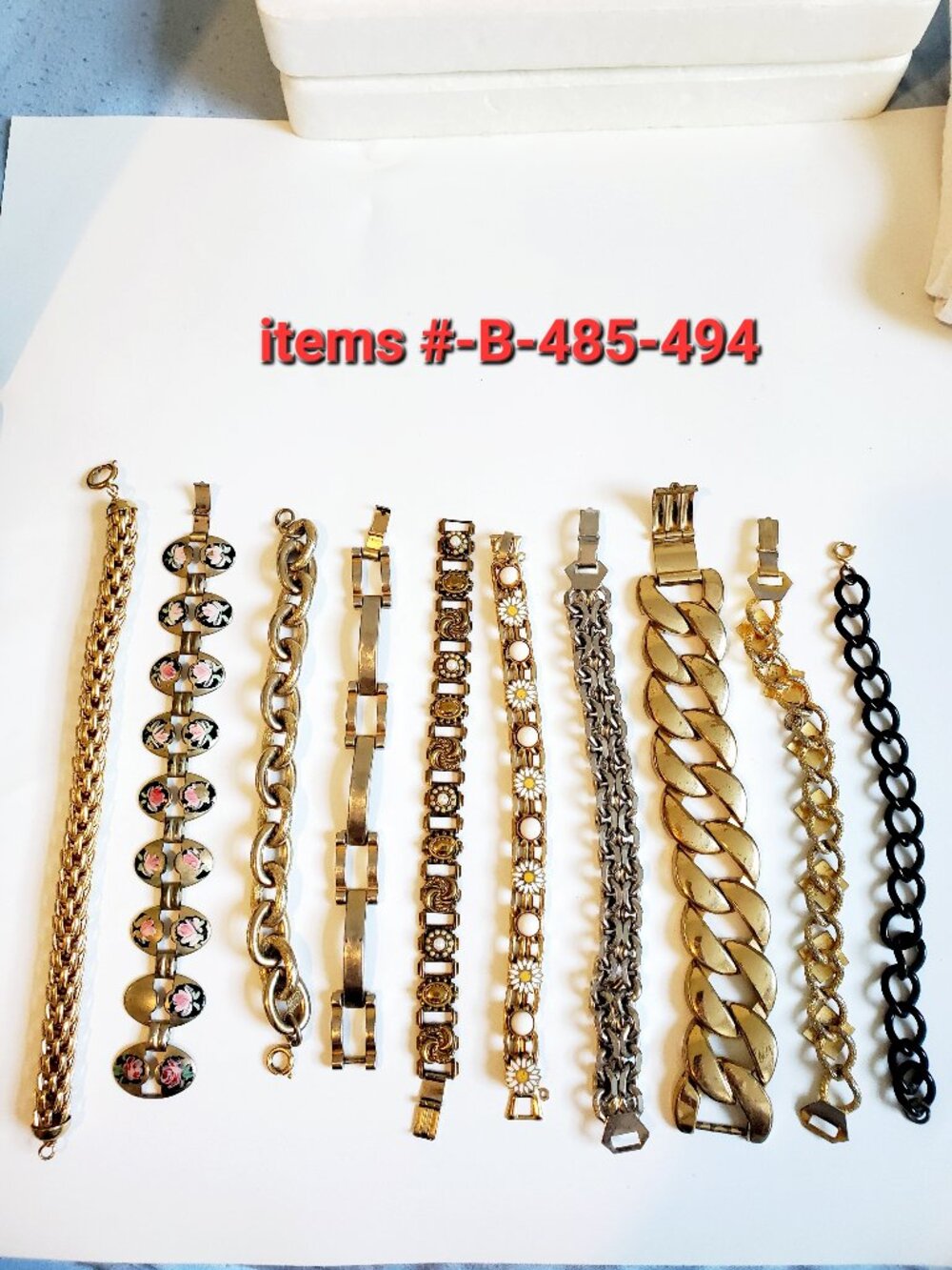 10 Bracelets, items # B -485-494,. wt. 313 grams.
